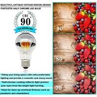 Karlunkoy Half Chrome Light Bulb Dimmable 6W (60W Equivalent) A19 A Shape Decorative Led Edison Bulb Silver Mirror Reflected Light 2700K Warm White E26 Base Pack Of 2