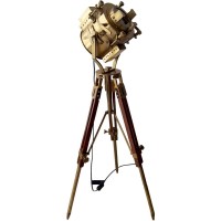 Collectiblesbuy Vintage Searchlight Wooden Brass Tripod Antique Floor Lamp Antiuqe Brass Hand Made Nautical Home Decor