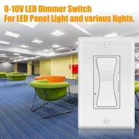 0-10V Dimmer Switch For Led/ Cfl/ Incandescent/ Halogen, 3-Way Or Single Pole Low Voltage Dimmer Switch, 600W Max, Etl Listed, Wall Plate Included, White 1-Pack