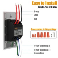 0-10V Dimmer Switch For Led/ Cfl/ Incandescent/ Halogen, 3-Way Or Single Pole Low Voltage Dimmer Switch, 600W Max, Etl Listed, Wall Plate Included, White 1-Pack