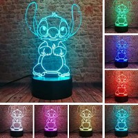 Fanrui Children Anime Animals Stitch - Lilo And Stitch - 3D Cartoon Kawaii Figure Action Lovely 7 Color Change Ir Remote Night Lights Home Boys Room Decor Child Kids Friend Xmas Birthday Holiday Gifts