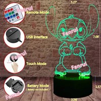 Fanrui Children Anime Animals Stitch - Lilo And Stitch - 3D Cartoon Kawaii Figure Action Lovely 7 Color Change Ir Remote Night Lights Home Boys Room Decor Child Kids Friend Xmas Birthday Holiday Gifts