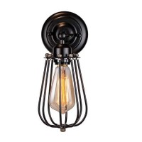 Wire Cage Industrial Wall Sconce Elibbren E26 Base Adjustable Metal Cage Vintage Style Wall Lighting Fixtures For Headboard Bedroom Porch Farmhouse Garage Restaurant 2 Pack