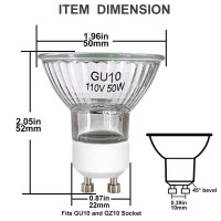 Haraqi Gu10 Base 110V/120V 50 Watt Halogen Bulbs, Mr16 Reflector Flood Replacement Light Bulbs For Kitchen Hood,Ceiling Fan,Table Lamps