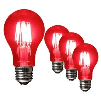 Sleeklighting Led 6Watt Filament A19 Red Colored Light Bulbs - Ul Listed, E26 Base Lightbulb - Energy Saving - Lasts For 25000 Hours - Heavy Duty Glass - 4 Pack