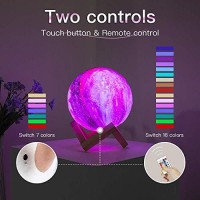 Brightworld Moon Lamp Galaxy Lamp 5.9 Inch 16 Colors Led 3D Moon Light, Remote & Touch Control Moon Night Light Gifts For Girls Boys Kids Women Birthday