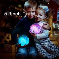 Brightworld Moon Lamp Galaxy Lamp 5.9 Inch 16 Colors Led 3D Moon Light, Remote & Touch Control Moon Night Light Gifts For Girls Boys Kids Women Birthday