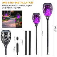 Eoyizw Solar Lights Outdoor 4 Pack Premium 99 Leds Purple Halloween Decorations Solar Lights Ip65 Waterproof Solar Tiki Torch