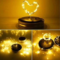 Solar Mason Jar Light Lids 10 Pack 20 Led Fairy String Light Inserts For Jars With Hangers Starry Lighting Waterproof Rust Resis