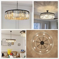 Susuo Luxury Contemporary Round Island Crystal Chandelier With 8 Lights For Dining Room Living Room W335 X H7