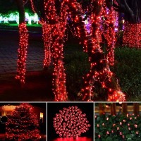 Toodour Solar Halloween Lights 72Ft 200 Led 8 Modes Red Halloween String Lights Waterproof Solar Lights String For Garden Pat