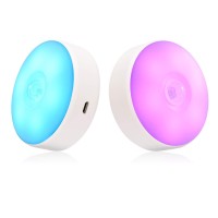 Singhong Motion Sensor Led Night Light Kids Night Light Usb Rechargeable 8 Lighting Colors 3 Working Modes For Bedroom Hal