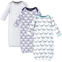 Hudson Baby Unisex Baby Cotton Gowns Whales Anchor, 0-6 Months