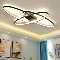 Interior Flush Mount Lighting Fixtures Living Room Dining Room Led Dimmable Remote Control Ceiling Lamp, Modern Designer Ceiling Lights Chic Acrylic Shade Chandelier For Bedroom Kitchen Bathroom Light