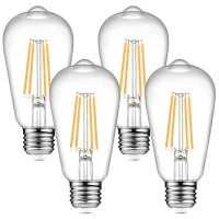 Ascher Dimmable Vintage Led Edison Bulbs, 6W, Equivalent 60W, 700 Lumens, 80+ Cri,Warm White 2700K, St58 Antique Led Filament Bulbs, E26 Medium Base, Clear Glass, Pack Of 4