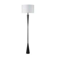 Globe Electric X Novogratz 67224 Temple 70 Floor Lamp Matte Black White Fabric Shade Socket Rotary Switch