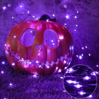 Joomer Purple Halloween Solar String Lights 2Pack Total 100Ft 300Led 8 Modes Solar Fairy Lights Waterproof Lights Black Wire Fo