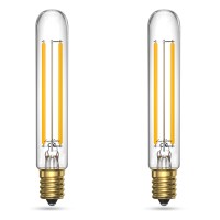 Luxvista 4W T6.5 Led Tubular Filament Bulb - Dimmable E17 Intermediate Base T6.5 Led Appliance Light 40W Equivalent For Exit Sign Light, Refrigerator, Freezer Warm White 2700K (2-Pack)