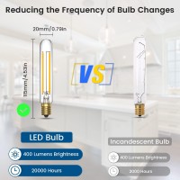 Luxvista 4W T6.5 Led Tubular Filament Bulb - Dimmable E17 Intermediate Base T6.5 Led Appliance Light 40W Equivalent For Exit Sign Light, Refrigerator, Freezer Warm White 2700K (2-Pack)