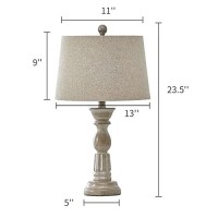 Oneach 23.5 Inches Rustic Farmhouse Table Lamps Set Of 2 For Living Room Bedside Desk Lamps Vintage Bedroom Lamps For Study Kids Room Office White Washed