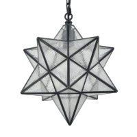 14'' Moravian Star Pendant Light Seeded Glass Star Lights With Hanging Chain