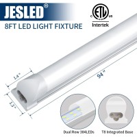 Jesled 8Ft Led Shop Lights, 8 Foot 72W Led Light Fixture, High Output 9000 Lumen, 6500K Super Bright White, Frosted Cover, Plug And Play, Etl Listed, T8 Led Tube Light For Garage(6-Pack)