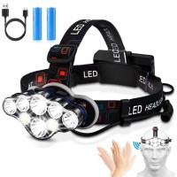 Elmchee Headlamp Rechargeable, 6 Led 8 Modes High Lumen Bright Headlamp With Red Light Option, Usb Lightweight Headlight, Waterproof Headlamp Flashlight For Hiking Camping Running Fishing