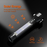 Otdair Led Flashlight Solar Power Flashlight, Ultra Bright Flashlight, High Lumens, Usb Rechargeable, 5 Modes For Outdoor,Camping, Hiking