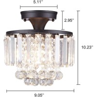 Mondaufie Modern Mini Chrome Crystal Chandelier,Semi Flush Mount Crystal Ceiling Light Fixture,Round Crystal Ceiling Lighting,Closet Bedroom Living Room Hallway Closet, H10.23 Xd9.05