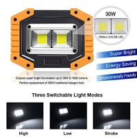 Rechargeable Work Light,Fosfis 30W 1500 Lumens Ultra Bright Portable Led Work Lights With Stand Battery Operated Flood Light For Garage Outdoor Camping Emergency And Work Site Lighting (Yellow/2Pack)