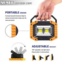 Rechargeable Work Light,Fosfis 30W 1500 Lumens Ultra Bright Portable Led Work Lights With Stand Battery Operated Flood Light For Garage Outdoor Camping Emergency And Work Site Lighting (Yellow/2Pack)