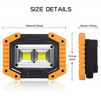 Rechargeable Work Light,Fosfis 30W 1500 Lumens Ultra Bright Portable Led Work Lights With Stand Battery Operated Flood Light For Garage Outdoor Camping Emergency And Work Site Lighting (Yellow/2Pack)