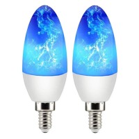 2 Pack E12 Flame Bulb Led Blue Fire Bulbs - Decorative Flickering Bulbs 3 Mode 3W Candelabra Candle Blue Light Bulb For Chandelier Vintage Lighting Halloween Bulbs, Indoor & Outdoor (Torpdeo)