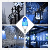 2 Pack E12 Flame Bulb Led Blue Fire Bulbs - Decorative Flickering Bulbs 3 Mode 3W Candelabra Candle Blue Light Bulb For Chandelier Vintage Lighting Halloween Bulbs, Indoor & Outdoor (Torpdeo)