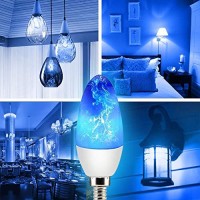 2 Pack E12 Flame Bulb Led Blue Fire Bulbs - Decorative Flickering Bulbs 3 Mode 3W Candelabra Candle Blue Light Bulb For Chandelier Vintage Lighting Halloween Bulbs, Indoor & Outdoor (Torpdeo)