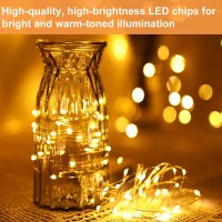 Ledikon 24 Pack Fairy Lights Battery Operated String Lights33Ft 20 Led Silver Wire Warm White Firefly Mini Lights For Wedding