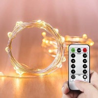 6Pcs Fairy String Warm White Changing Twinkle Lights With 2Pcs Remote, 6.5Ft 20 Leds Silver Wire,Cr2032 Battery Powered,Indoor Decorative Bedroom,Wedding,Patio,Christmas,Outdoor Garden,Stroller