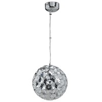 DETAILS Illuminate your living room dining room or foyer in chic style with this elegant pendant showcases five 20 watt bulbs charming silver flower pattern and aluminum sphere Product Pendant Light Material Aluminum Metal chrome plating Features Uses 5 x