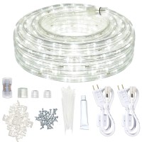 Surnie Rope Lights Outdoor Waterproof Daylight-White: 540 Leds 50Ft Cuttable Outside Bright 110V Lighting 6000K Connectable Flexible Plug Thick Cool Clear Tube - Indoor Deck Patio Xmas Camping Dcor