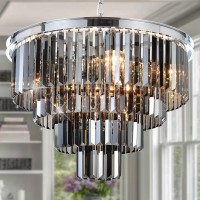 Meelighting Luxury Chrome Smoke Crystal Modern Contemporary Chandeliers Pendant Ceiling Light 4Tier Chandelier Lighting For Din