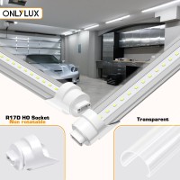 Onlylux 8Ft R17D Led Tube Light, F96T12 Ho 8 Foot Led Bulbs, 96'' 8Ft Led Shop Light To Replace T8 T12 Fluorescent Light Bulbs, 100-277V Input, 4800Lm, Cold White 6000K, Clear Lens (10 Pack)