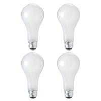 A21 Incandescent Dimmable 3 Way Light Bulb, 50W/100W/150W, (520/1230/1750 Lumens), 2700K, E26 Medium Base, 120V, (4 Pack)