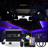 Akepo 16W Rgbw Fiber Optic Lights For Car & Home Music+App Control Star Ceiling Light Kit, Sound Sensor Light Source With 28Key Rf Musical Remote And Fiber Cable 400Pcs 0.75Mm 6.5Ft/2M