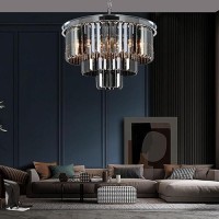 Meelighting W197 Luxury Smoke Crystal Chrome Chandelier Modern Chandeliers Lighting 8 Lights Pendant Ceiling Light Fixture 3Ti