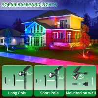 Jsot 4 Pack Garden Decorations Solar Spot Lights Outdoor Waterproof Color Changing Spotlights For House Decor, Outside Solar Landscape Light With 9 Light Option Wall For Path Yard Driveway Tree Lawn