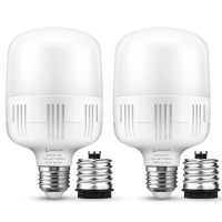 Lohas Super Bright Light Bulbs, 250-300W Equivalent 3400Lm E26 Garage Led Bulb, 5000K Daylight 30 Watt High Lumen Led Bulb W/E39 Adapter For Commercial Warehouse Workshop Factory Backyard Barn, 2 Pack