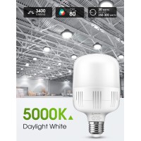 Lohas Super Bright Light Bulbs, 250-300W Equivalent 3400Lm E26 Garage Led Bulb, 5000K Daylight 30 Watt High Lumen Led Bulb W/E39 Adapter For Commercial Warehouse Workshop Factory Backyard Barn, 2 Pack