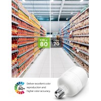 Lohas Super Bright Light Bulbs, 250-300W Equivalent 3400Lm E26 Garage Led Bulb, 5000K Daylight 30 Watt High Lumen Led Bulb W/E39 Adapter For Commercial Warehouse Workshop Factory Backyard Barn, 2 Pack