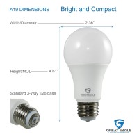 Great Eagle Lighting Corporation 4060100W Equivalent 3Way A19 Led Light Bulb 2700K Warm White Color 4Pack