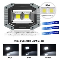 Rechargeable Work Light,Fosfis 30W 1500 Lumens Ultra Bright Portable Led Work Lights With Stand Battery Powered Flood Light For Garage Outdoor Camping Emergency And Job Site Lighting (Gray/2Pack)